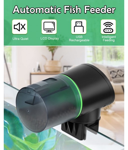 Automatic Fish Feeder Large-Capacity Lithium Battery for Aquarium Fish Tank with LCD Display, Fish Food Dispenser 