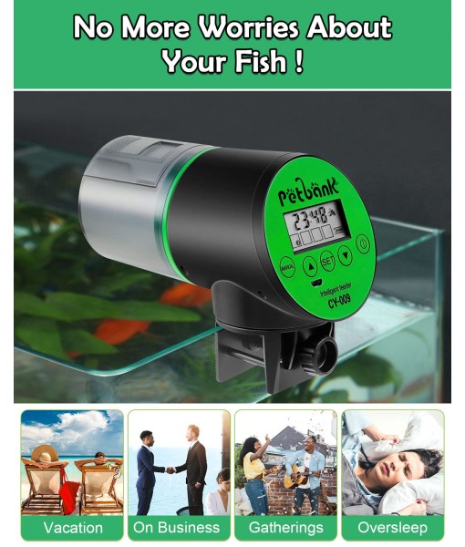 Automatic Fish Feeder Large-Capacity Lithium Battery for Aquarium Fish Tank with LCD Display, Fish Food Dispenser 