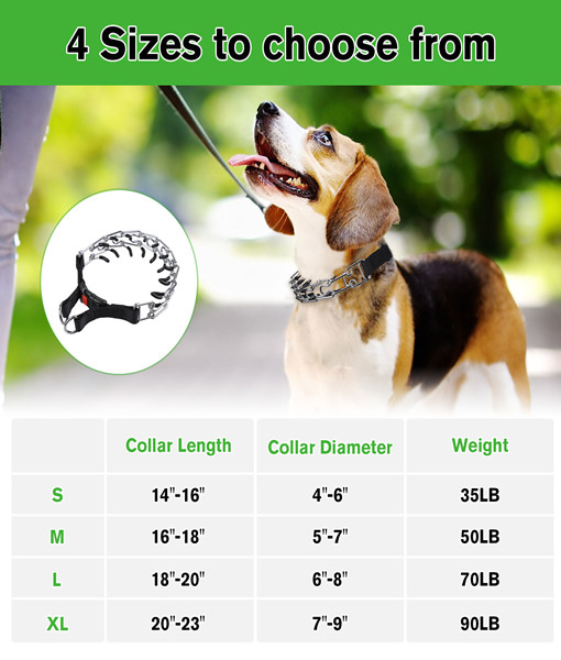 Petbank Dog Pinch Collar, Prong Dog Training Collar with Removable Quick-Release Buckle, Suitable for Small, Medium and Large Dogs(L)
