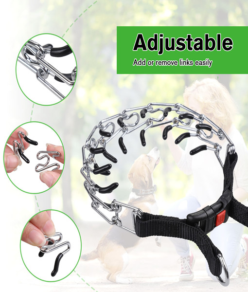 Petbank Dog Pinch Collar, Prong Dog Training Collar with Removable Quick-Release Buckle, Suitable for Small, Medium and Large Dogs(L)